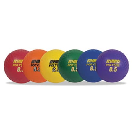 Champion Sports Rhino Playground Ball Set- 8 1/2'' Diameter- Rubber- Assorted- 6 Balls/Set PX85SET